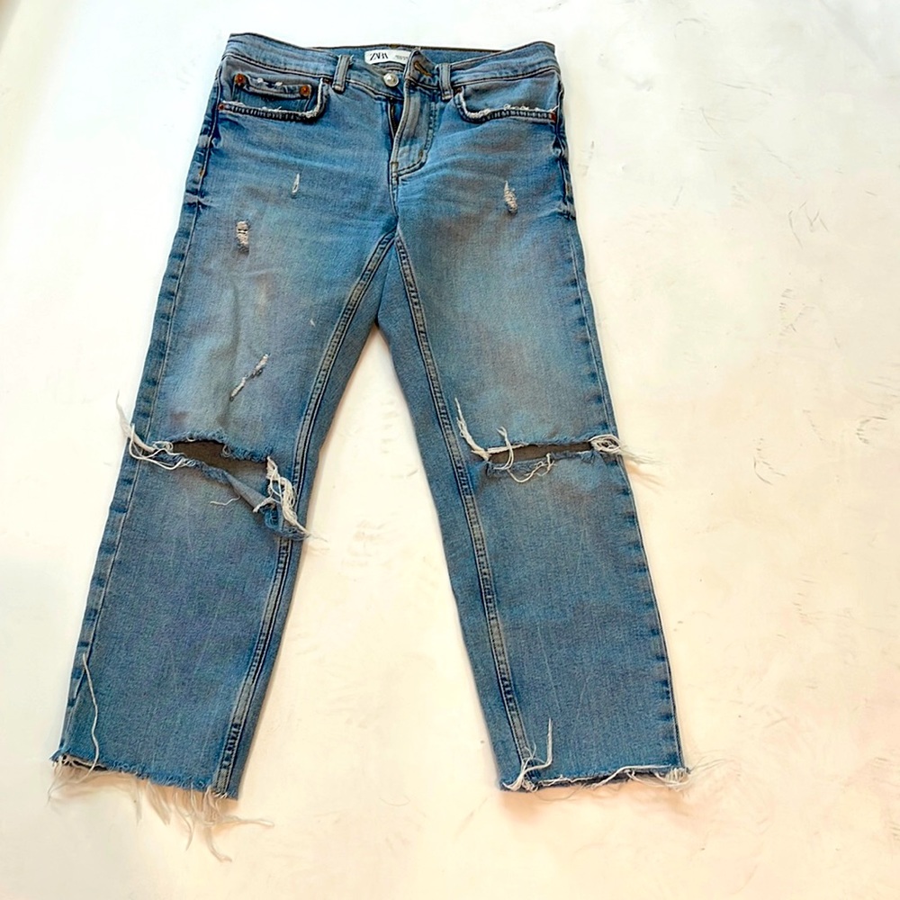Zara premium slim boyfriend in beach blue